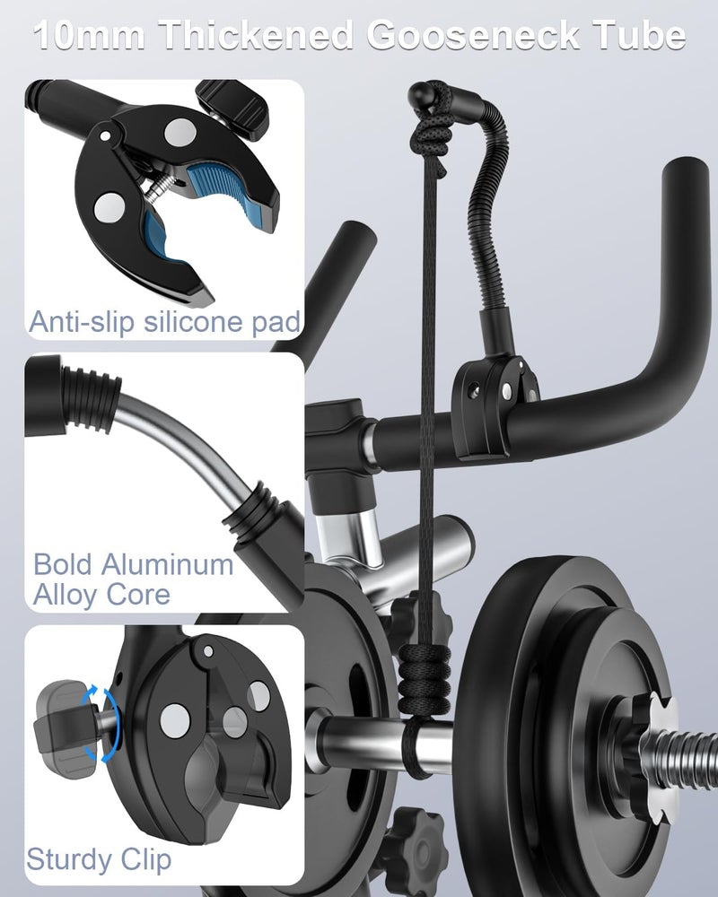 Kolasels Gooseneck Phone Holder for Wheelchair, Bike, Spin Bike, Stroller, Boat, Mic Stand, Scooter, Treadmill, Handlebar Cell Phone Clamp for iPhone 16/15/14/13 Pro Max, Galaxy, All 4-7" Smartphones - Image 4